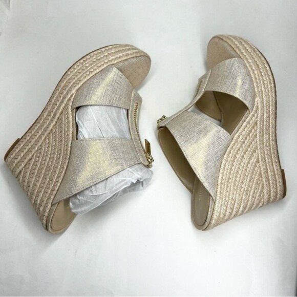 MICHAEL Michael Kors Women's Bradley Espadrille Platform Wedges Pale Gold 7M - Picture 7 of 12